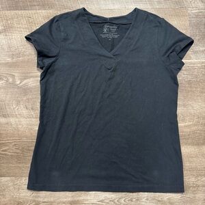 Tranquility by Soma Black V-Neck Short Sleeve Shirt Size Medium